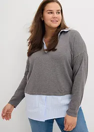 Svetr z jemné pleteniny, s halenkovou vsadkou, bonprix