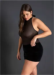 Sametové šaty s ramínkem kolem krku, bonprix