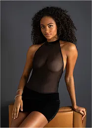 Sametové šaty s ramínkem kolem krku, bonprix