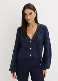 Krátký pletený kabátek s třpytivou přízí a podílem vlny, bonprix