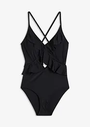 Jednodílné plavky s prostřihem a volány, bonprix