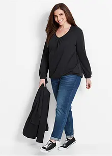 Triko s dlouhým rukávem a průvlekem na gumičku, z čisté bavlny, bonprix