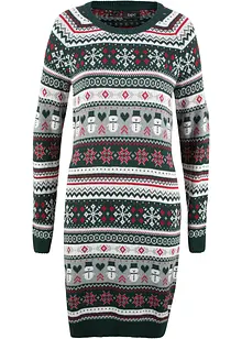 Pletené šaty s vánočním vzorem, bonprix
