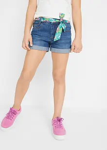 Džínové šortky, Mid Waist, s páskem, bonprix