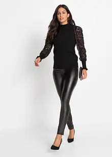 Svetr s rolákovým límcem a dekorativními šifonovými rukávy, bonprix