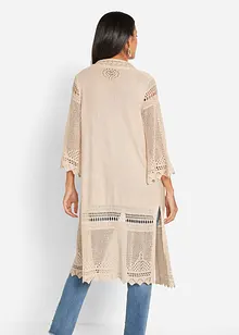 Ažurový dlouhý pletený kabátek, bonprix