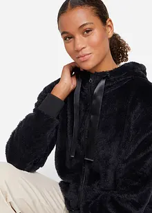 Dlouhá hebká flísová bunda s kapucí, bonprix