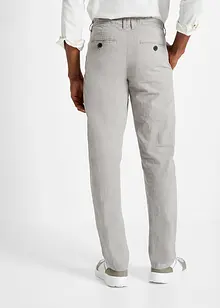 Regular Fit chino kalhoty bez zapínání, se lnem, Straight, bonprix