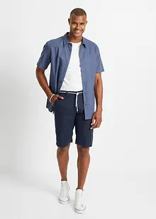 Chino bermudy s podílem lnu, se šňůrkou, Regular Fit, bonprix