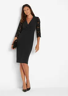 Blejzrové šaty s krajkovými rukávy, bonprix