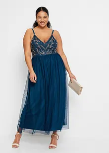 Šaty na ramínka, s výšivkou s perličkami, bonprix