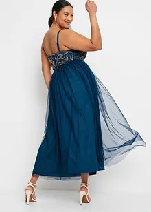 Šaty na ramínka, s výšivkou s perličkami, bonprix