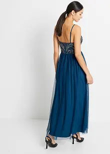 Šaty na ramínka, s výšivkou s perličkami, bonprix