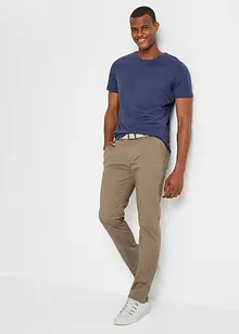 Strečové chino kalhoty Regular Fit, s pohodlným střihem a páskem, Straight, bonprix