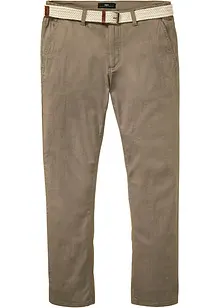 Strečové chino kalhoty Regular Fit, s pohodlným střihem a páskem, Straight, bonprix