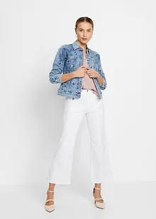 Volná saténová halenka se spadlými rameny, krátký rukáv, bonprix