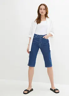 Džínové bermudy Slim Fit, High Waist, ke kolenům, bonprix