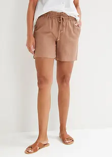 Lněné šortky Paperbag, bonprix