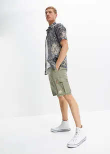 Cargo bermudy Loose Fit ze lnu, bonprix