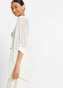 Dlouhý pletený kabátek s dírkovaným vzorem, bonprix