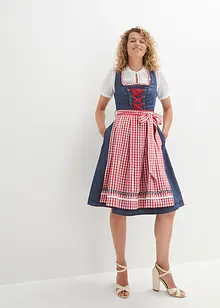 Dirndl v džínovém vzhledu a zástěra (2dílná souprava) ke kolenům, bonprix