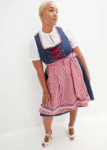 Dirndl v džínovém vzhledu a zástěra (2dílná souprava) ke kolenům, bonprix