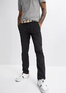 Chino kalhoty s pohodlným pasem a opaskem, Regular Fit, Straight, bonprix
