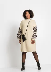 Pletené oversized šaty s leopardím vzorem, bonprix