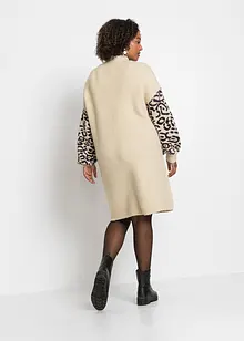 Pletené oversized šaty s leopardím vzorem, bonprix