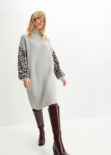 Pletené oversized šaty s leopardím vzorem, bonprix