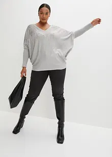 Svetr z jemné pleteniny se štrasovou aplikací, bonprix