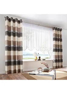 Průhledná zvlněná záclona se saténovou stuhou na lemu a recyklovaným polyesterem, bonprix