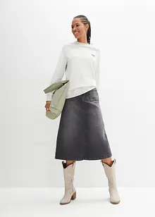 Strečová džínová midi sukně, bonprix