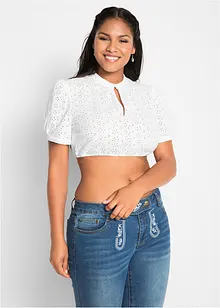 Krojová halenka s dírkovanou krajkou, bonprix