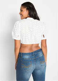 Krojová halenka s dírkovanou krajkou, bonprix