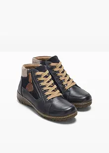 Šněrovací kožené kotníkové boty v pohodlné šířce, bonprix