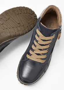 Šněrovací kožené kotníkové boty v pohodlné šířce, bonprix