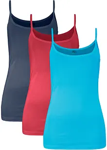 Top s úzkými ramínky, z čisté bavlny (3 ks), bonprix