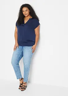 Volná saténová halenka se spadlými rameny, krátký rukáv, bonprix