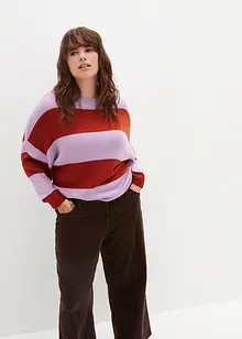 Svetr z jemné pleteniny se širokými pruhy, bonprix