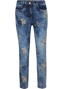 Džíny Slim Fit s květinovou výšivkou, bonprix