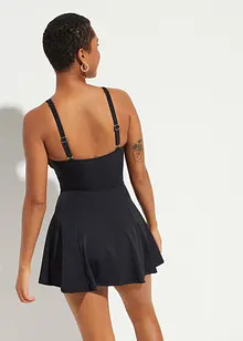 Stahovací koupací šaty s průhlednou síťovinou, střední tvarující efekt, bonprix