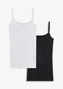 Top s úzkými ramínky, z čisté bavlny (2 ks v balení), bonprix