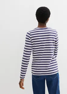 Proužkované triko s výšivkou, dlouhý rukáv, bonprix