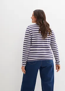 Proužkované triko s výšivkou, dlouhý rukáv, bonprix