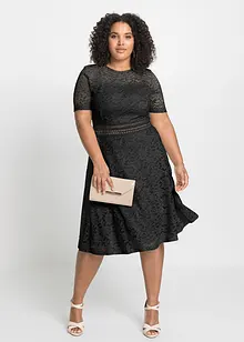 Krajkové midi šaty s háčkovanou vsadkou, bonprix