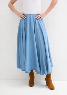 Džínová sukně s pohodlným pasem, High Waist, bonprix