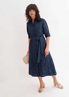 Košilové šaty s dírkovanou výšivkou, bonprix