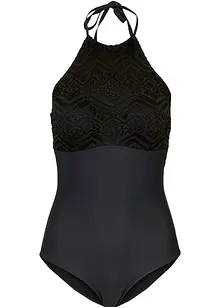 Stahovací jednodílné plavky s krajkou, střední tvarující efekt, bonprix