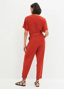 Jumpsuit ze strukturovaného žerzeje, s páskem na zavazování, nad kotníky, bpc bonprix collection